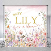 Aperturee - Aperturee Color Spring Floral Custom Name Baby Shower Backdrop